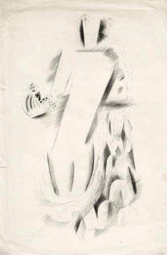 Alfred Wickenburg, Menschliche Figur, 1920/1925, Schwarze Kreide auf Papier, Blattmaße: 47,9 ×  ...