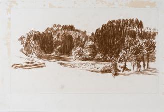 Alfred Wickenburg, Waldlandschaft bei Hellbrunn, 1930, Umbrastift auf Papier, Blattmaße: 30,2 × ...