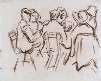 Alfred Wickenburg, Wirtshausszene, um 1931, Umbrastift auf Papier, Blattmaße: 24 × 29,7 cm, Neu ...