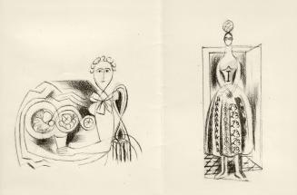 Alfred Wickenburg, Figuren, 1948/1950, Kohle auf Papier, Blattmaße: 39,6 × 54,1 cm, Privatbesit ...