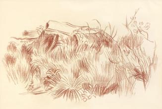 Alfred Wickenburg, Landschaft, um 1942, Rötel auf Papier, Blattmaße: 44,5 × 62,9 cm, Privatbesi ...