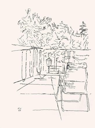 Alfred Wickenburg, Terrasse, 1966, Schwarzer Filzstift auf Papier, Blattmaße: 41,9 × 29,7 cm, P ...