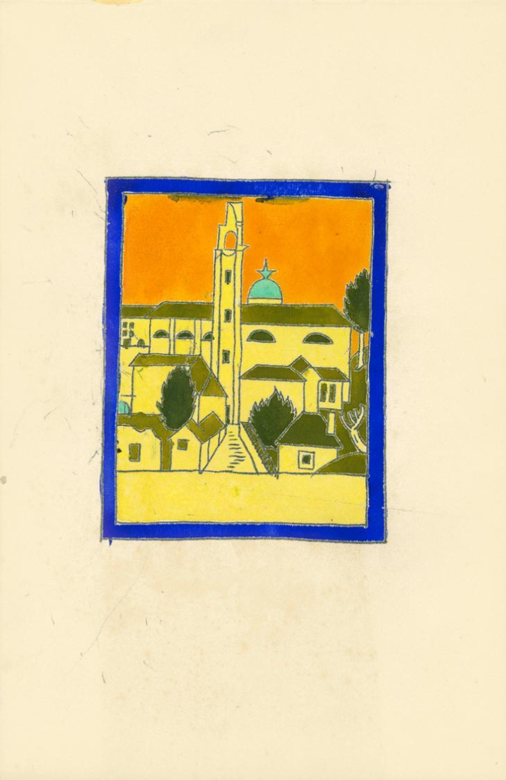 Alfred Wickenburg, Stadtansicht, um 1915, Aquarell auf Papier, Blattmaße: 27,1 × 17,2 cm, Priva ...
