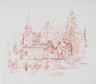Alfred Wickenburg, St. Jakob am Thurn bei Hallein, 1942, Rötel auf Papier, Blattmaße: 26,8 × 30 ...