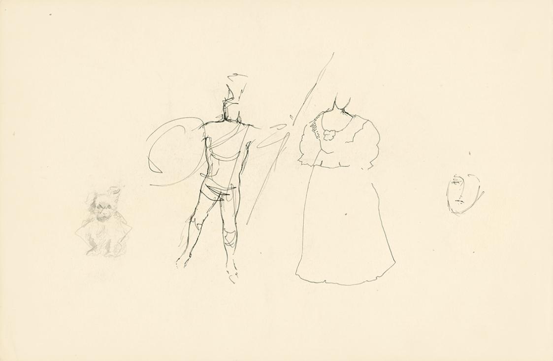 Alfred Wickenburg, Figurenstudien, 1902, Tusche und Bleistift auf Papier, Blattmaße: 22,5 × 34  ...