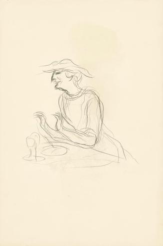 Alfred Wickenburg, Dame an einem Tisch, 1902, Bleistift auf Papier, Blattmaße: 34 × 22,5 cm, Pr ...