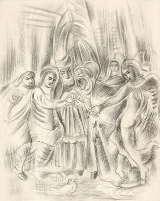Alfred Wickenburg, Sposalizio, um 1945, Schwarze Kreide auf Papier, Lichte Maße: 43,4 × 30,5 cm ...
