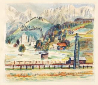 Alfred Wickenburg, Talblick bei Kitzbühel, um 1941, Aquarell über Bleistift auf Papier, Blattma ...