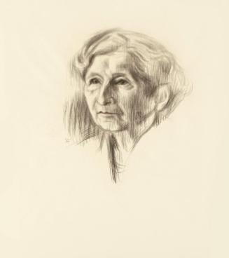 Alfred Wickenburg, Porträt Wilma Öhler, 1957, Braune Kreide auf Papier, Blattmaße: 61,9 × 46 cm ...