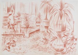 Alfred Wickenburg, Garten bei Villach, 1944, Rötel auf Papier, Blattmaße: 22,8 × 32 cm, Neue Ga ...