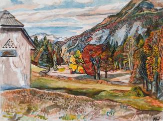 Alfred Wickenburg, Herbstlandschaft bei Aussee, 1932, Aquarell auf Papier, Blattmaße: 44,3 × 60 ...