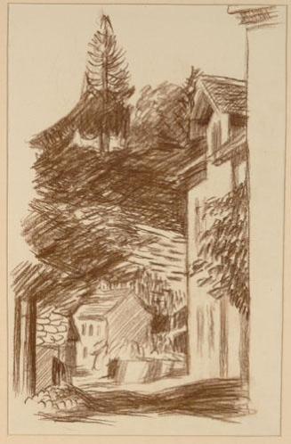 Alfred Wickenburg, Skizze aus Radegrund, 1930, Braune Kreide auf Papier, Blattmaße: 40,8 × 26 c ...
