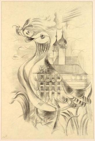 Alfred Wickenburg, Gans von Stainz, 1946, Schwarze Kreide auf Papier, Lichte Maße: 47,4 × 31,7  ...