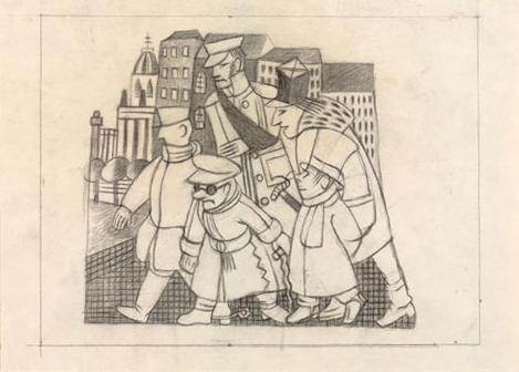 Alfred Wickenburg, Illustration zu Nikolai Gogols "Die Toten Seelen": Ein Fremder ist in der St ...