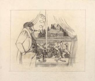 Alfred Wickenburg, Illustration zu Nikolai Gogols "Die Toten Seelen": Der Hühnerhof, um 1948, S ...
