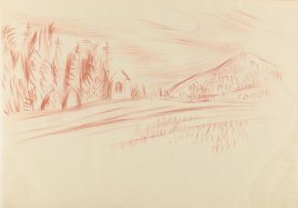 Alfred Wickenburg, Landschaft, 1940, Rötel auf Papier, Blattmaße: 20,8 × 29,6 cm, Privatbesitz