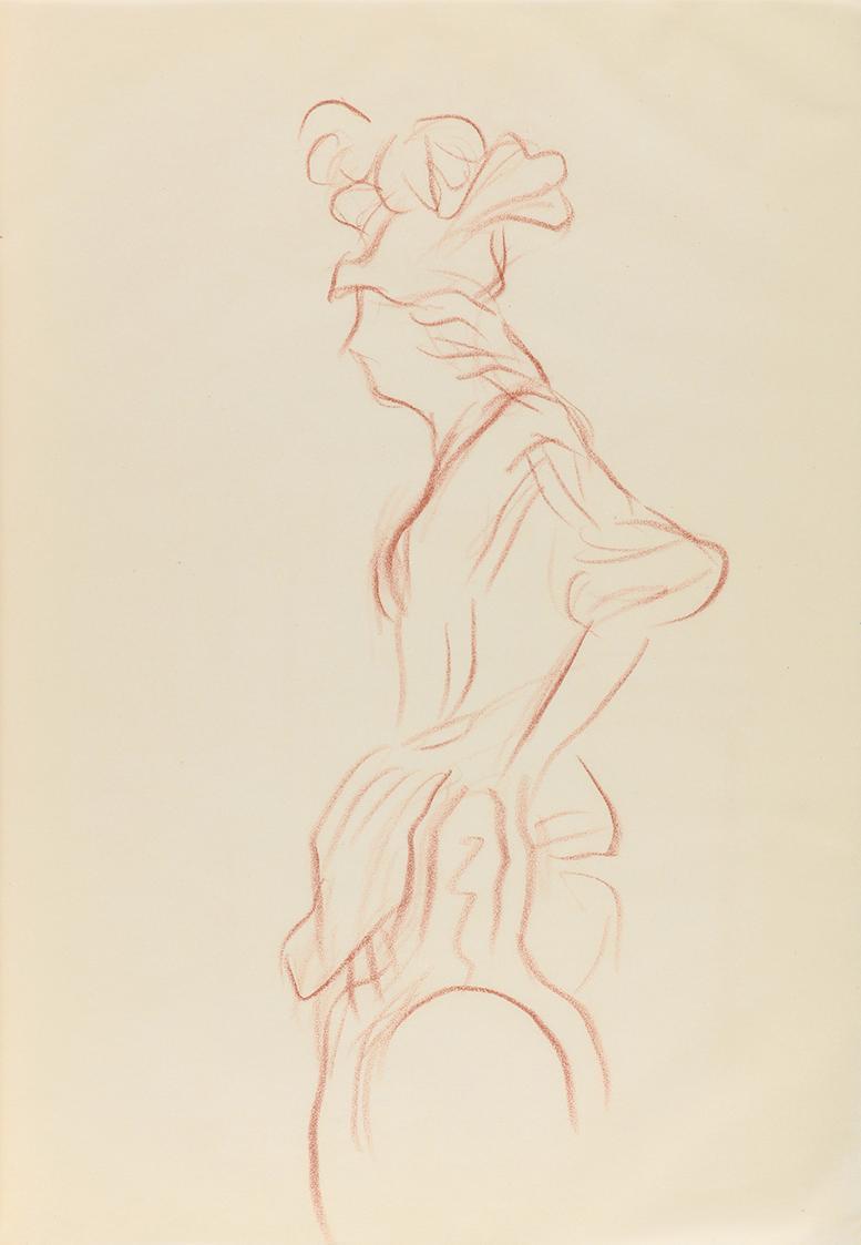 Alfred Wickenburg, Menschliche Figur, 1940, Rötel auf Papier, Blattmaße: 29,6 × 20,8 cm, Privat ...