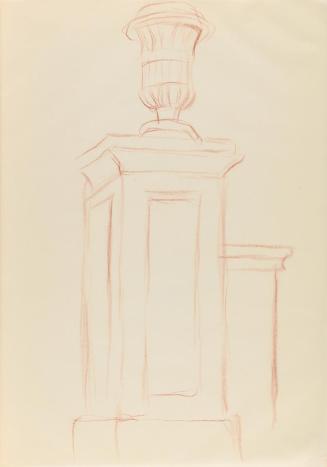 Alfred Wickenburg, Architekturstudie, 1940, Rötel auf Papier, Blattmaße: 29,6 × 20,8 cm, Privat ...