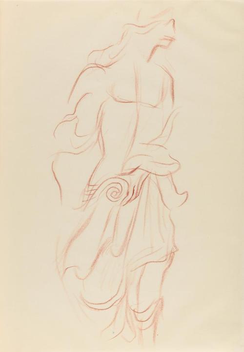 Alfred Wickenburg, Menschliche Figur, 1940, Rötel auf Papier, Blattmaße: 29,6 × 20,8 cm, Privat ...