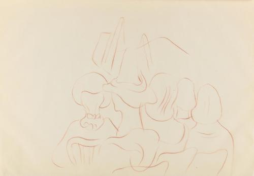 Alfred Wickenburg, Figurengruppe, 1940, Rötel auf Papier, Blattmaße: 20,8 × 29,6 cm, Privatbesi ...