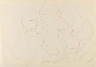 Alfred Wickenburg, Figurengruppe, 1940, Rötel auf Papier, Blattmaße: 20,8 × 29,8 cm, Privatbesi ...