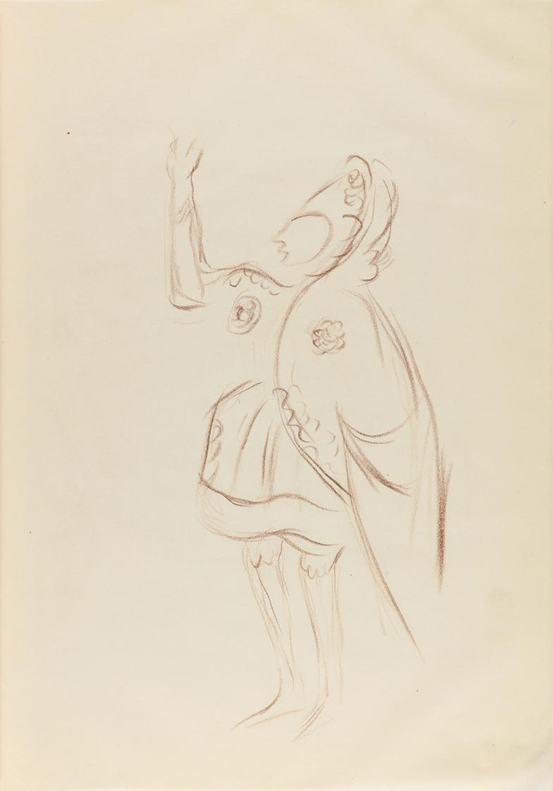 Alfred Wickenburg, Menschliche Figur, 1940, Braune Kreide auf Papier, Blattmaße: 29,8 × 20,8 cm ...