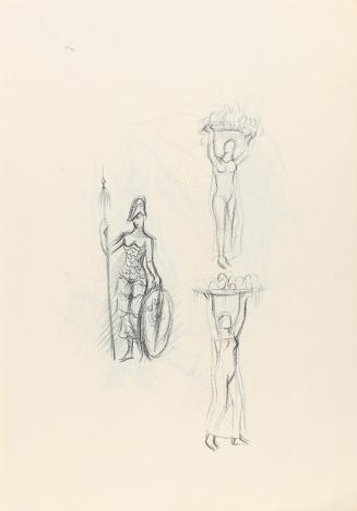 Alfred Wickenburg, Mythologische Figuren, 1944, Bleistift auf Papier, Blattmaße: 31,8 × 22,5 cm ...