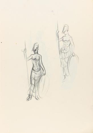 Alfred Wickenburg, Minerva, 1944, Bleistift auf Papier, Blattmaße: 31,8 × 22,5 cm, Privatbesitz