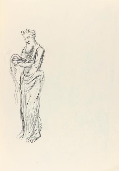 Alfred Wickenburg, Aesculapius, 1944, Bleistift auf Papier, Blattmaße: 31,8 × 22,5 cm, Privatbe ...