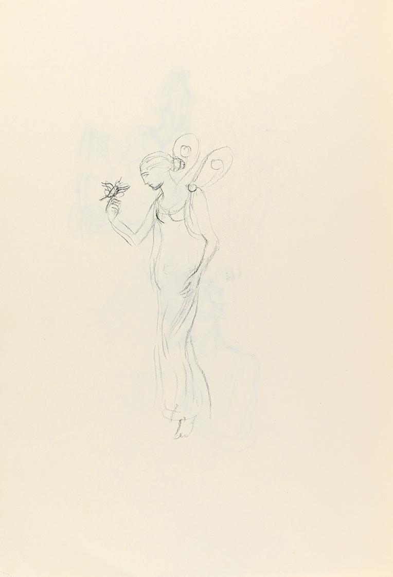 Alfred Wickenburg, Mythologische Frauenfigur, 1944, Kohle auf Papier, Blattmaße: 31,8 × 22,5 cm ...