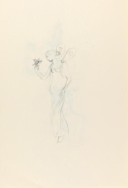 Alfred Wickenburg, Mythologische Frauenfigur, 1944, Kohle auf Papier, Blattmaße: 31,8 × 22,5 cm ...