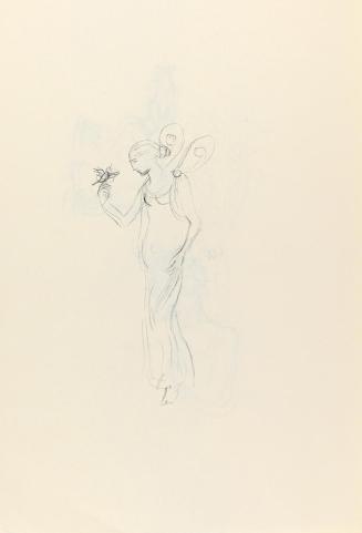 Alfred Wickenburg, Mythologische Frauenfigur, 1944, Kohle auf Papier, Blattmaße: 31,8 × 22,5 cm ...