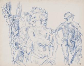 Alfred Wickenburg, Gartengötter, 1957, Blauer Kugelschreiber auf Papier, Blattmaße: 39,7 × 49,7 ...