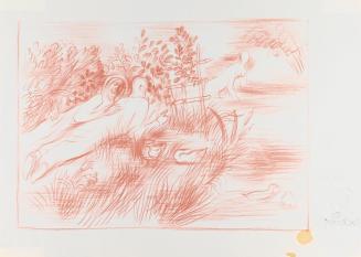 Alfred Wickenburg, Susanna im Bade, um 1945, Rötel auf Papier, Blattmaße: 29,7 × 41,8 cm, Priva ...