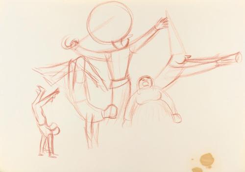 Alfred Wickenburg, Detailstudie zu Figuren auf einem Festwagen, 1938/1946, Rötel auf Papier, Bl ...