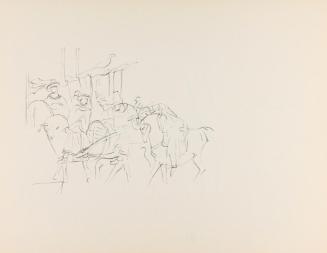 Alfred Wickenburg, Gesellschaft zu Pferd, um 1961, Bleistift auf Papier, Blattmaße: 24 × 30,5 c ...