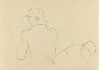 Alfred Wickenburg, Personenstudie, um 1960, Kohle auf Papier, Blattmaße: 14,8 × 20,5 cm, Privat ...