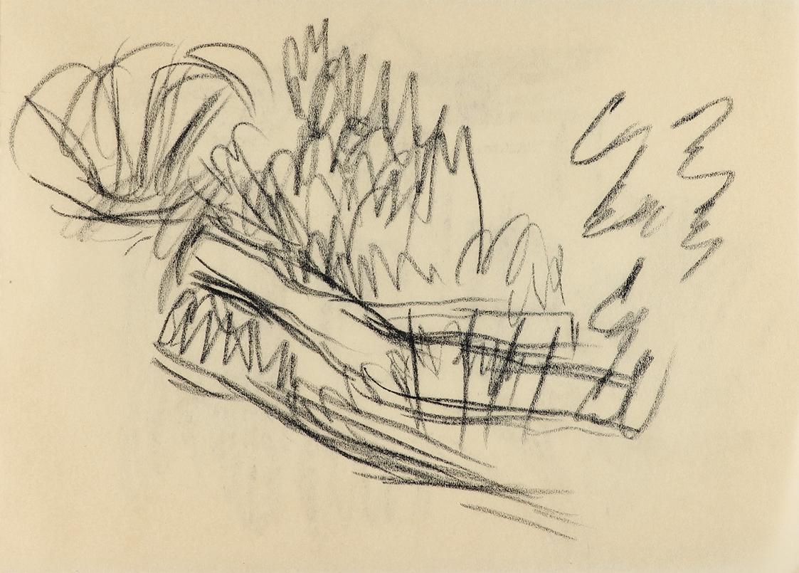 Alfred Wickenburg, Landschaftsskizze, um 1960, Kohle auf Papier, Blattmaße: 14,8 × 20,5 cm, Pri ...