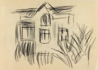 Alfred Wickenburg, Skizze eines Hauses, um 1960, Kohle auf Papier, Blattmaße: 14,8 × 20,5 cm, P ...