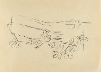 Alfred Wickenburg, Felsvorsprung, um 1960, Kohle auf Papier, Blattmaße: 14,8 × 20,5 cm, Privatb ...