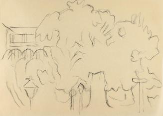 Alfred Wickenburg, Bäume und Laternen, um 1960, Kohle auf Papier, Blattmaße: 14,8 × 20,5 cm, Pr ...