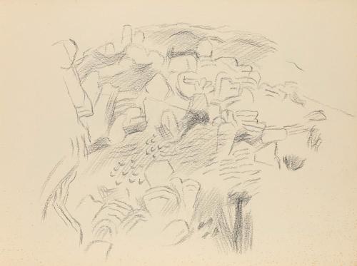 Alfred Wickenburg, Felslandschaft, 1950/1955, Graphit auf Papier, Blattmaße: 21 × 28 cm, Privat ...