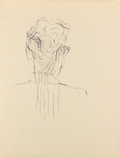 Alfred Wickenburg, Frauenkopf von hinten, 1950/1955, Kohle auf Papier, Blattmaße: 28 × 21 cm, P ...