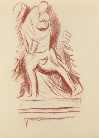 Alfred Wickenburg, Gartenfiguren, 1939, Rötel auf Papier, Blattmaße: 28 × 20,4 cm, Privatbesitz