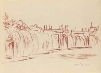 Alfred Wickenburg, Schlosspark Schönbrunn, 1939, Rötel auf Papier, Blattmaße: 20,4 × 28 cm, Pri ...