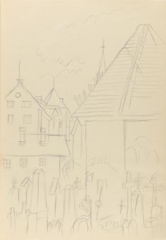 Alfred Wickenburg, Friedhof in einer Stadt, 1941, Bleistift auf Papier, Blattmaße: 29,7 × 20,7  ...