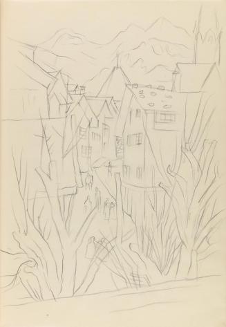 Alfred Wickenburg, Straße in einer Stadt mit Fußgängern, 1941, Bleistift auf Papier, Blattmaße: ...