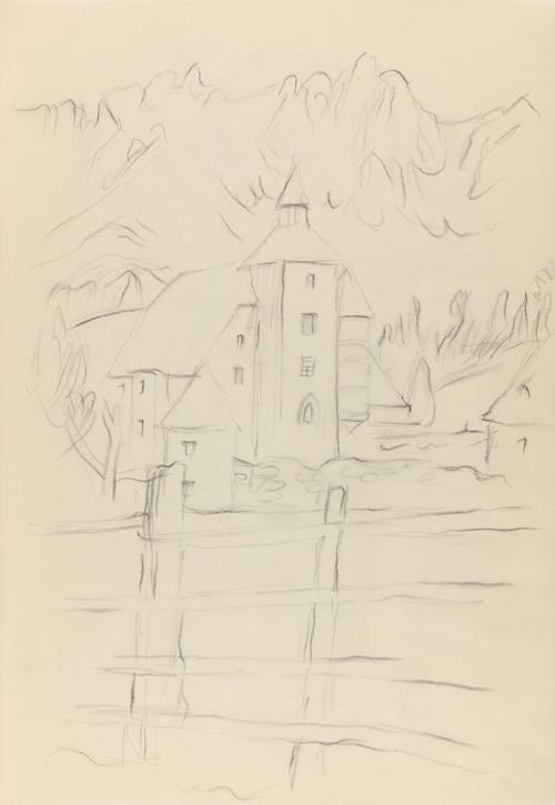 Alfred Wickenburg, Schloss Münichau, 1941, Bleistift auf Papier, Blattmaße: 29,7 × 20,7 cm, Pri ...