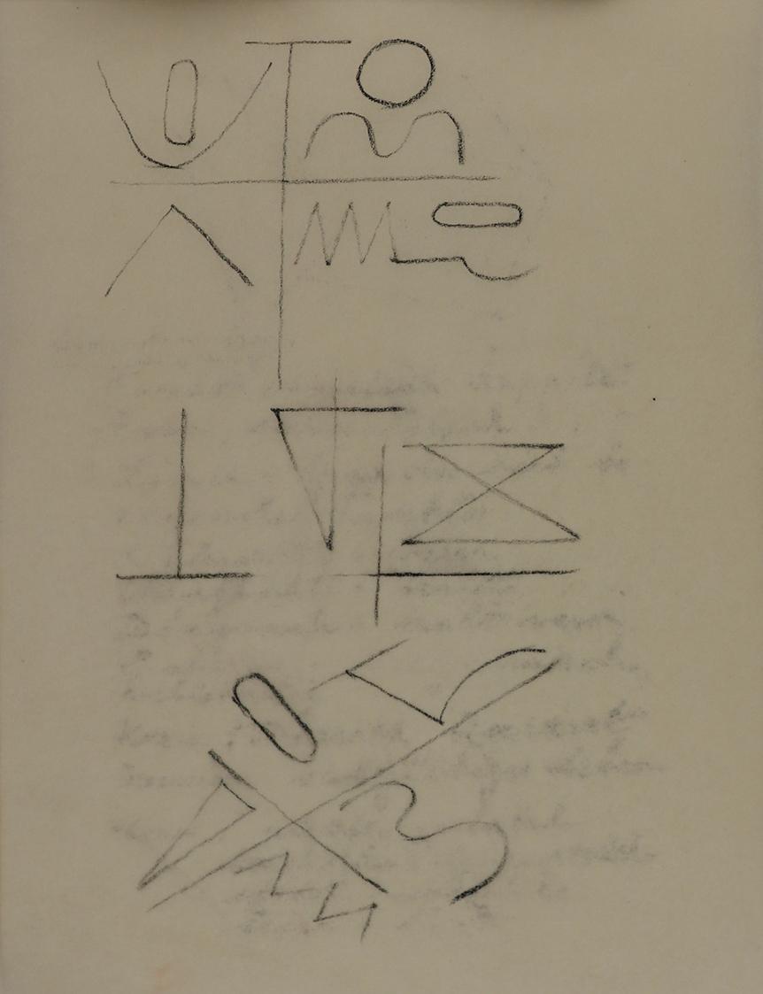 Alfred Wickenburg, Linienstudie, 1952, Kohle auf Transparentpapier, Blattmaße: 19,2 × 14,2 cm,  ...