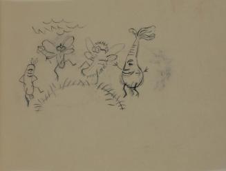 Alfred Wickenburg, Tanzende Fliegen und Gemüse, 1952, Kohle auf Transparentpapier, Blattmaße: 1 ...